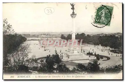 Cartes postales Bordeaux Le Monument des Girondins Groupe Nord