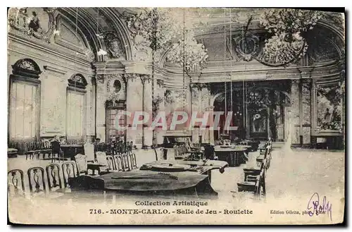 Cartes postales Collection Artistique Monte Carlo Salle de jeu Roulette