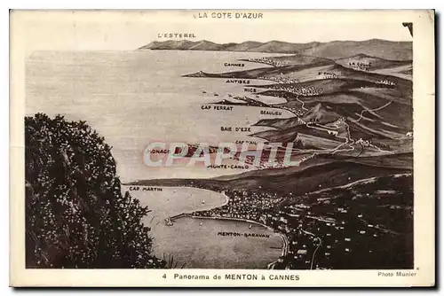 Cartes postales Panorama de Menton a Cannes