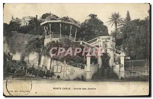 Cartes postales Monte Carlo Entree des Jardins
