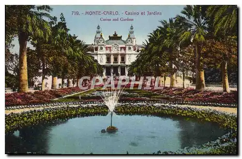 Cartes postales Monte Carlo Casino et Jardins