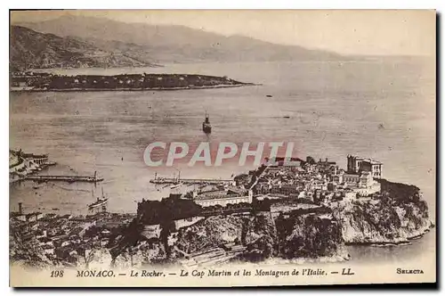 Ansichtskarte AK Monaco Le Rocher Le Cap Martin et les Montagnes de I'Italie