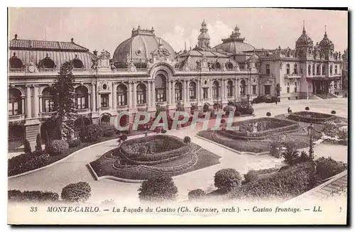 Cartes postales Monte Carlo La Facade du Casino Casino Frontage