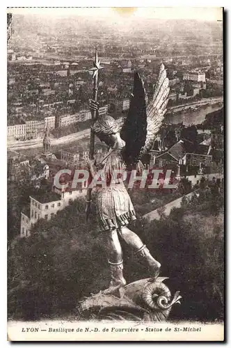 Cartes postales Lyon Basilique de N D de Fourviere Statue de St Michel