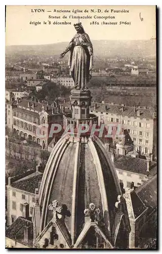 Cartes postales Lyon Ancienne eglise de N D de Fourviere Statue de l'Immaculate Conception