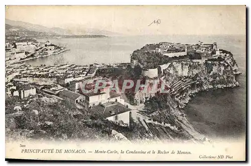 Cartes postales Principaute de Monaco Monte Carlo la Condamine et le Rocher de Monaco