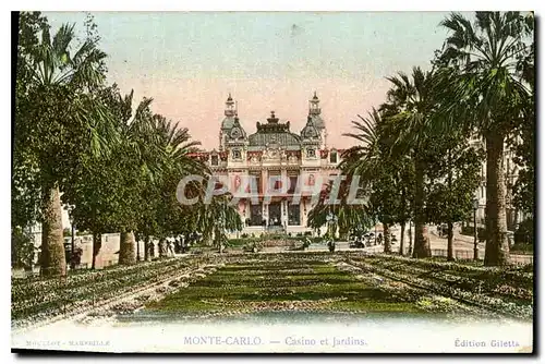 Cartes postales Monte Carlo Casino et Jardins