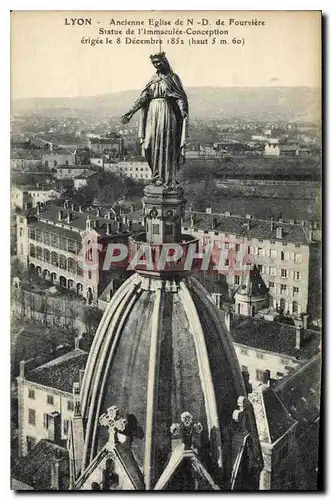 Cartes postales Lyon Ancienne Eglise de N D de Fourviere Statue de l'Immaculee Conception