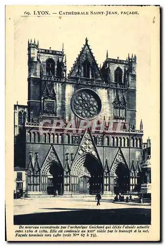 Cartes postales Lyon Cathedrale Saint Jean Facade