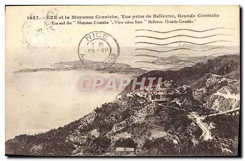 Cartes postales Eze et la Moyenne Corniche Vue prise de Bellevue Grande Corniche