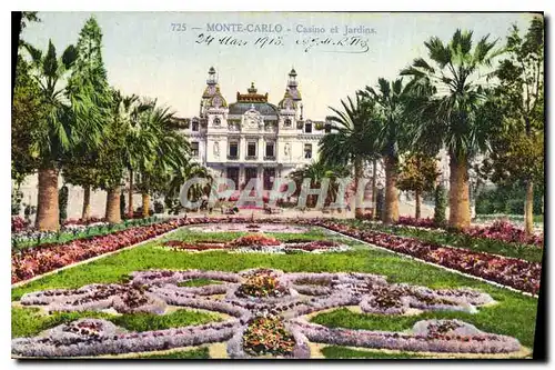 Cartes postales Monte Carlo Casino et Jardins