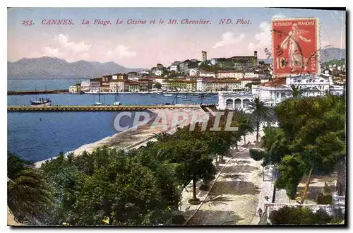 Cartes postales Cannes La Plage Le Casino et le Mont Chevalier