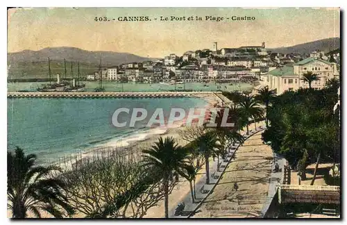 Cartes postales Cannes Le Port et la Plage Casino