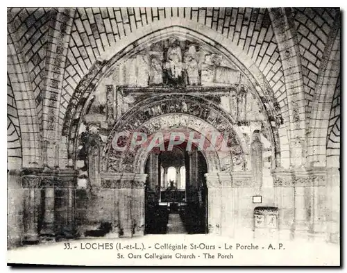 Ansichtskarte AK Loches Collegiate St Ours Le Porche