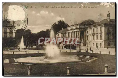 Ansichtskarte AK Tours l'Entree du Boulevard Beranger et Palais de Justice