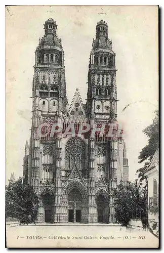 Cartes postales Tours Cathedrale Saint Gatien Facade