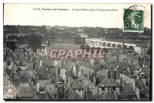 Ansichtskarte AK Tours A vol d'olseau Le Quai Saint Cyr et le pont de Pierre