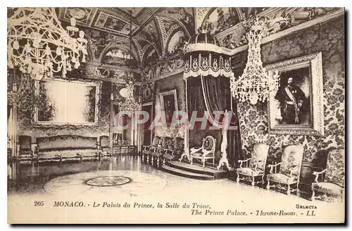 Cartes postales Monaco Les Palais du Prince la Salle du Trone