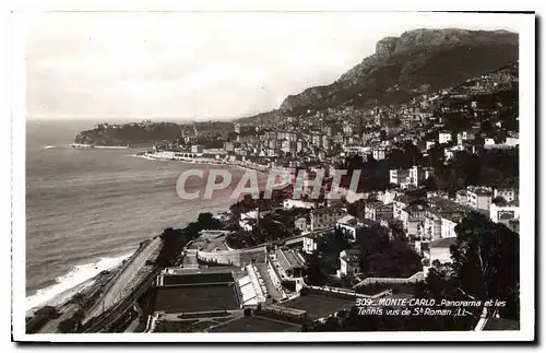 Cartes postales Monte Carlo Panorama et les Tennis vus de St Roman