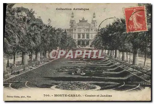 Cartes postales Monte Carlo Casino et Jardin