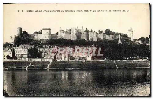 Cartes postales Chinon Vue generale du chateau et la Vienne