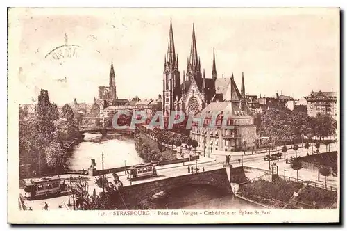 Ansichtskarte AK Strasbourg Pont des Vosges Cathedrale et Eglise St Paul