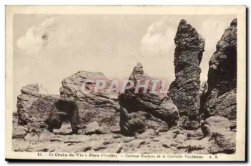 Cartes postales De Croix de Vie a Sion Vendee Curieux Rochers de la Corniche Vendeenne
