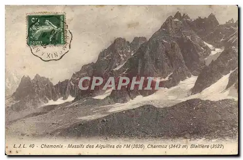 Ansichtskarte AK Chamonix Massifs des Aiguilles de I M Charmoz Blaitiere