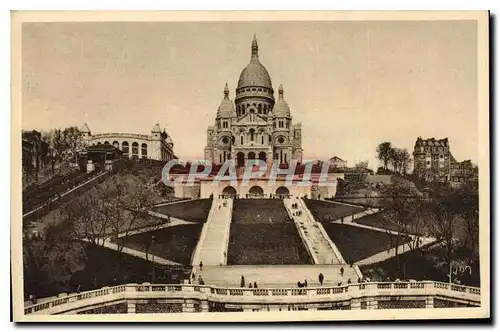 Ansichtskarte AK Paris en Flanant vue generale du Sacre Coeur de Montmartre et l'Escalier Monumental