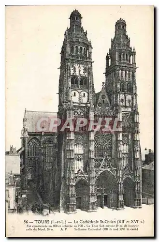 Ansichtskarte AK Tours I et L la Cathedrale St Gatien XII et XVI S fut commencee en 1170 et achevee en 1547