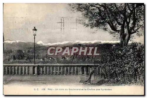 Ansichtskarte AK Pau un Coin du Boulevard et la Chaine des Pyrenees