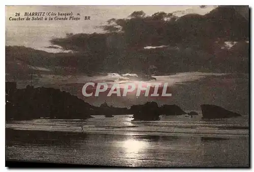 Ansichtskarte AK Biarritz Cote Basque Coucher de Soleil a la Grande Plage