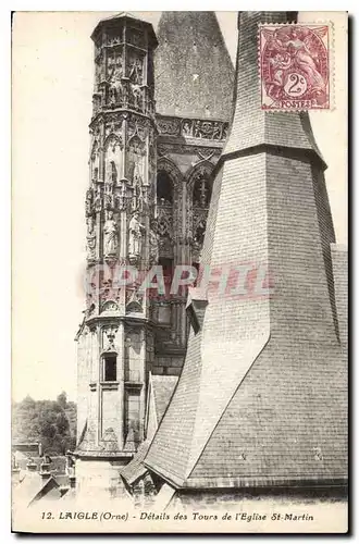 Cartes postales Laigle Orne details des Tours de l'Eglise St Martin