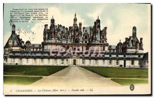 Cartes postales Chambord le Chateau Mon hist Facade Sud