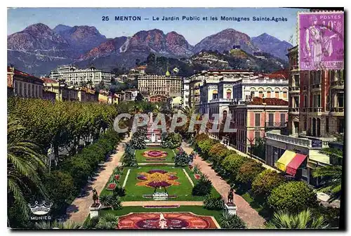 Cartes postales Menton le Jardin Public et les Montagnes Sainte Agnes