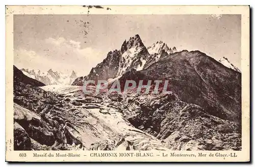 Cartes postales Massif du Mont Blanc Chamonix Mont Blanc le Montenvers Mer de Glace