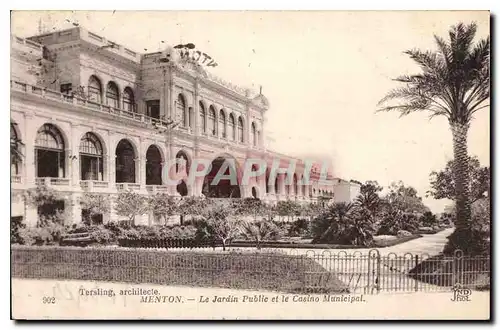 Cartes postales Menton le Jardin Public et le Casino Municipal