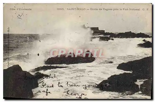 Cartes postales Saint Malo Etude de Vagues pres le Fort National