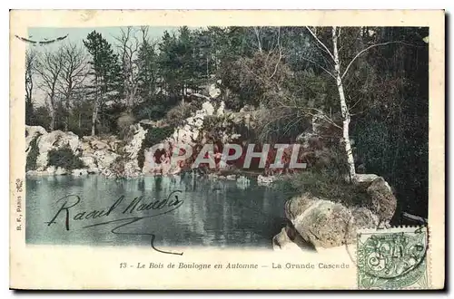 Ansichtskarte AK Le Bois de Boulogne en Automne la Grande Cascade