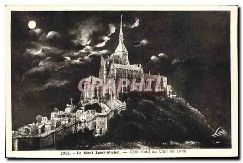 Cartes postales Le Mont Saint Michel Cote Nord au Clair de Lune