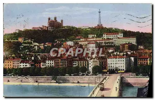 Cartes postales Lyon le Pont du Change et la Collline de Fourviere