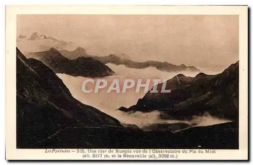 Cartes postales Les Pyrenees Une mer de Nauges vue de l'Observatoire du Pic du Midi