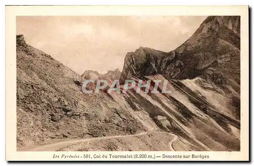 Ansichtskarte AK Les Pyrenees Col du Tourmalet Descente sur Bareges