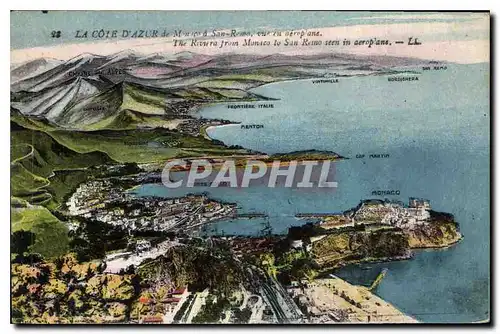 Cartes postales La Cote d'Azur de Monaco a San Remo vue en aeroplane