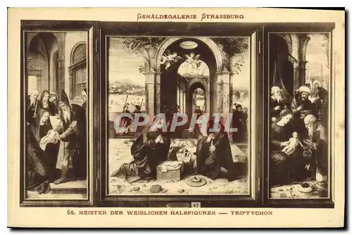 Cartes postales Gemaldegalerie Strasbourg Meister der Weiblichen Halbfiguren Triptychon