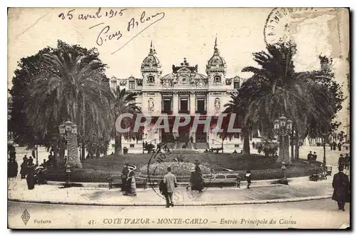 Cartes postales Cote d'Azur Monte Carlo Entre Principale du Casino