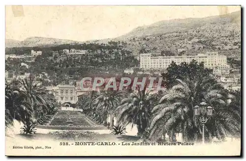 Cartes postales Monte Carlo les Jardins et Riviera Palace