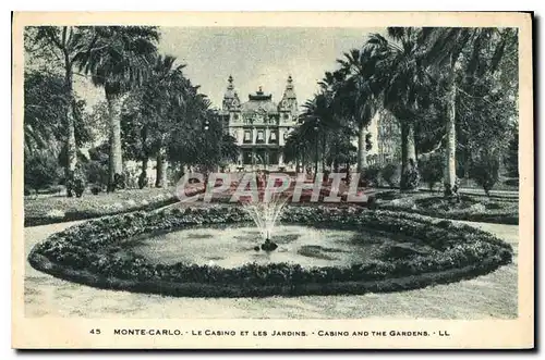 Cartes postales Monte Carlo le Casino et les Jardins