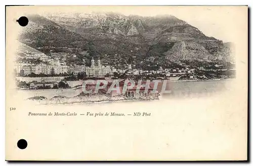 Cartes postales Panorama de Monte Carlo vue prise de Monaco