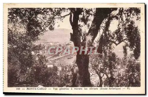 Cartes postales Monte Carlo vue generale a travers les Oliviers Etude Artistique